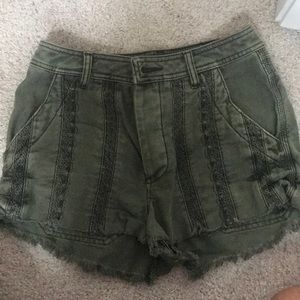 Army green free people denim shorts size 2
